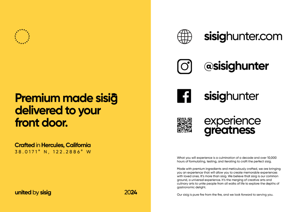 Bold typography graphic design for Sisig Hunter Filipino food brand in Hercules CA